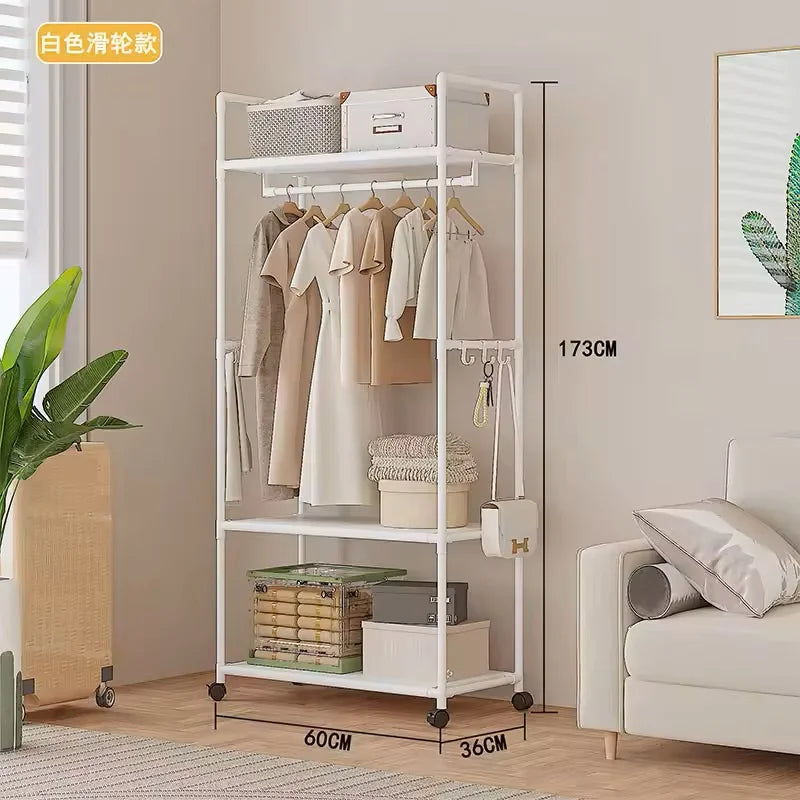 Multi-functional Coat Rack with Hooks Movable Clothes Rack Living Room Clothing Organizer Shelf Multi-Layer Storage Shelf