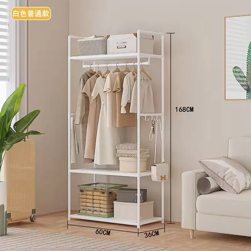 Multi-functional Coat Rack with Hooks Movable Clothes Rack Living Room Clothing Organizer Shelf Multi-Layer Storage Shelf