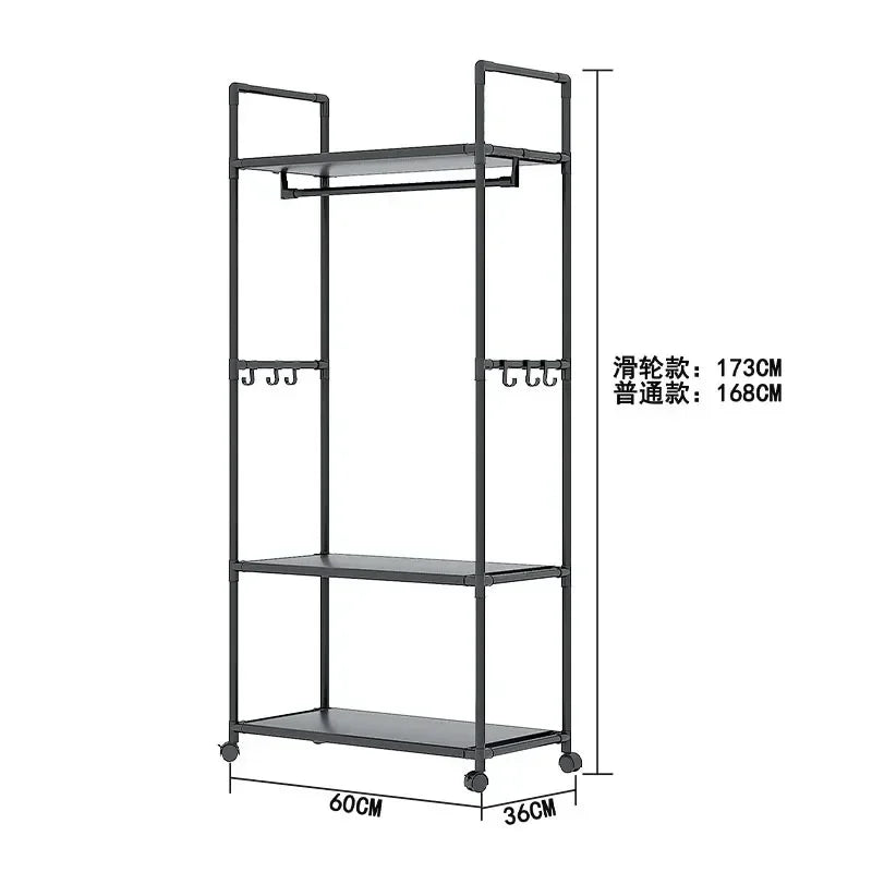 Multi-functional Coat Rack with Hooks Movable Clothes Rack Living Room Clothing Organizer Shelf Multi-Layer Storage Shelf