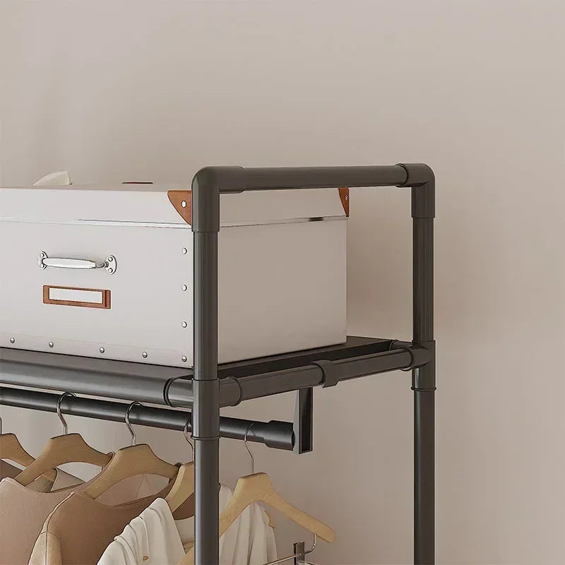 Multi-functional Coat Rack with Hooks Movable Clothes Rack Living Room Clothing Organizer Shelf Multi-Layer Storage Shelf