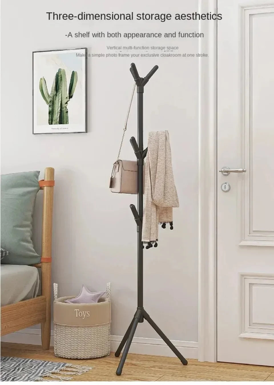 Floor Standing Clothes Rack Tree Branch Shape Multi Hook Mobile and Convenient Coat Rack for Home Living Room Clothing Storage