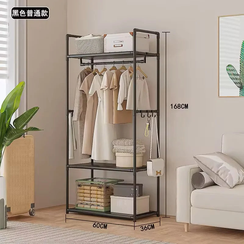 Multi-functional Coat Rack with Hooks Movable Clothes Rack Living Room Clothing Organizer Shelf Multi-Layer Storage Shelf