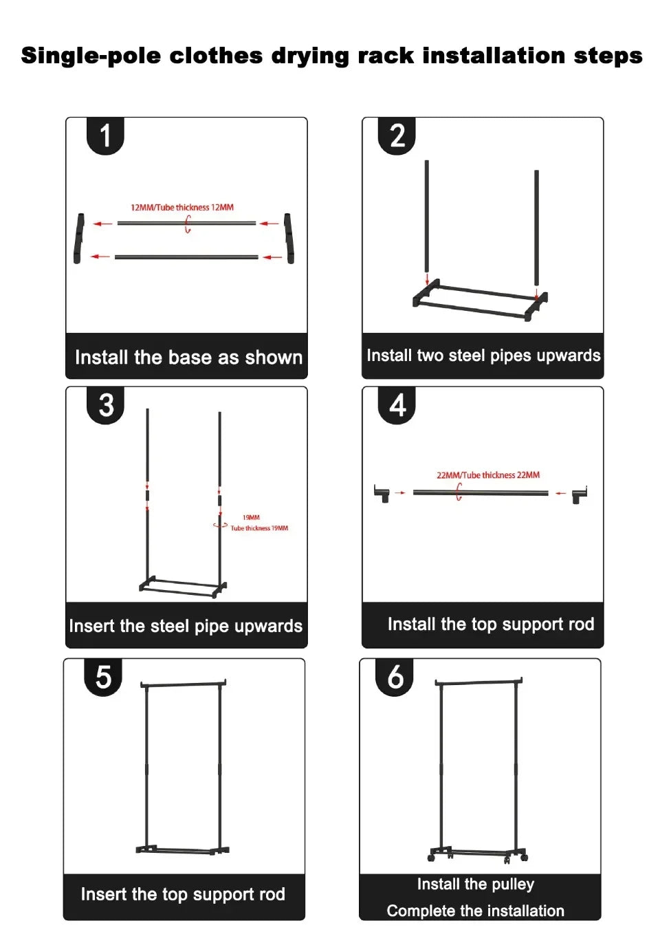 Double Rod Coat Rack Floor Standing Clothes Hanger Movable Simple Clothing Shelf Bedroom Storage Rack Assembled Closet Organizer
